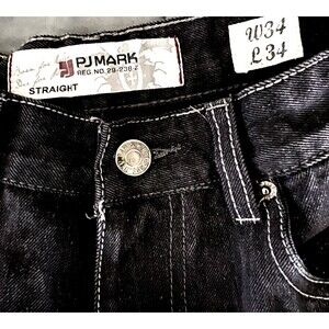 PJ MARK Men's Straight Leg Black Jeans 34x34